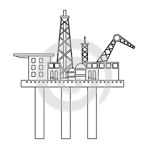 Petroleum oil refinery plant with machinery in black and white