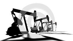 Petroleum-producing. Silhouette pumpjack on white background. Oil and gas Industry animation