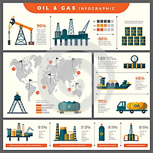 Petroleum production infographic. Technical icons for business placard information of oil industrial energy piping from petroleum