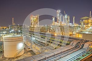 Petroleum and refinery plant on night time