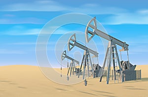 Petroleum rigs. Oil drill background. Vector image.