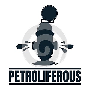 Petroliferous label with Oil Drop. Oil Development and Extraction. World Petrol Production. Oil Business Symbol, Icon and Badge.