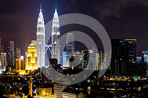 Petronas KLCC Twin Towers at night