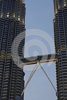 The Petronas Towers bridge in the evening photo