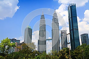 Petronas Towers in downtown Kuala Lumpur city
