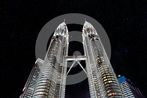 Petronas Towers at night with stars