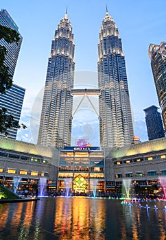 Petronas Twin Tower at night in Kuala Lumpur, Malaysia