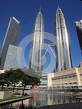 Petronas Twin Towers are actually two skyscrapers, they look impressive. Kuala Lumpur, Malaysia