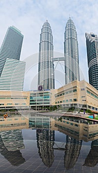 Petronas twin Towers building and Suria KLCC shopping mall.