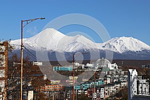 Petropavlovsk-Kamchatsky, Kamchatka Territory. Hilly city view. Russia