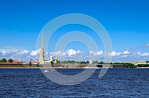 Petropavlovskaya fortress on the hare island of the Neva river, St. Petersburg.