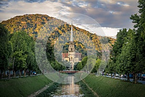 Petropolis Cathedral of Saint Peter of Alcantara and Koeller Avenue Canal - Petropolis, Rio de Janeiro, Brazil