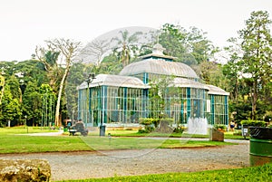 PETROPOLIS, RIO DE JANEIRO, BRAZIL - APRIL 2019: The Crystal Palace is a glass-and-steel structure which was built in 1884 for the