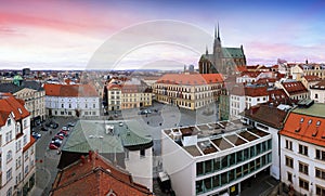 Petrov Cathedral of Saints Peter and Paul in Brno Czech Republic at sunset