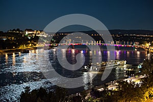 Petrovaradin Fortress and Rainbow Bridge Over the Danube,Between Novi Sad and Petrovaradin