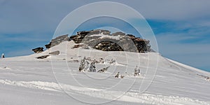 Petrovy kameny in winter Jeseniky mountains in Czech republic