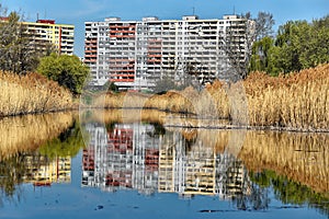 Petrzalka - block of flats near Chorvatske rameno channel, Slovakia