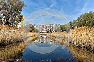 Petrzalka - block of flats near Chorvatske rameno channel, Slovakia