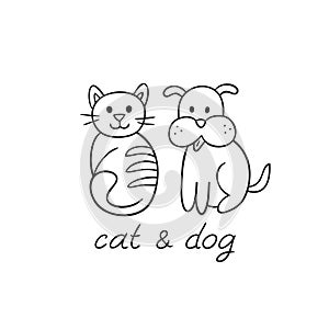 Pets animals dog and cat (puppy and kitten).
