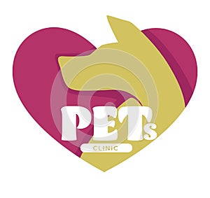Pets clinic, vet hospital, dog head isolated icon