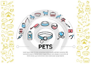 Pets Colorful Line Icons Template