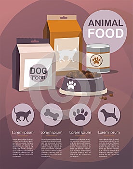 Pets food. Dry pet food. Infographic