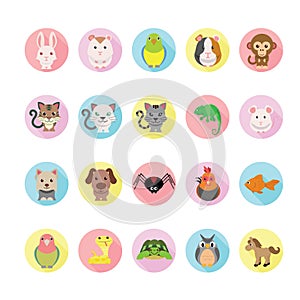 Pets icons set.