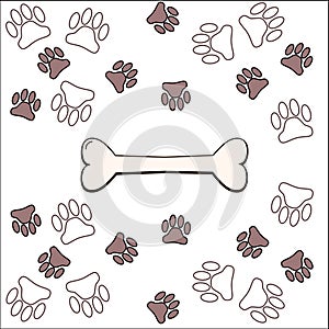 Pets paws and bone background