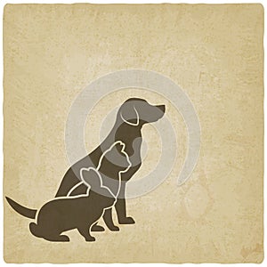 Pets silhouettes. dog, cat and rabbit. pet store or veterinary clinic