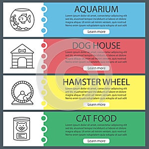 Pets supplies web banner templates set