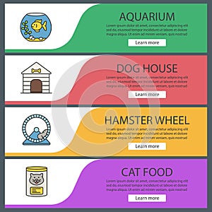 Pets suppplies web banner templates set