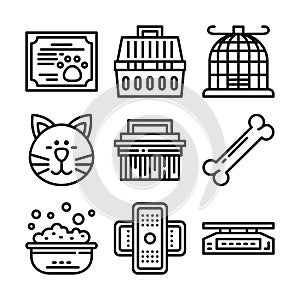 Petshop line icon set