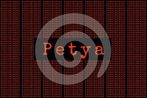 The Petya and binary code. the Petya and ransomware concept Secu