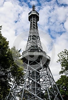PetÅ™Ã­n Lookout Tower on Prague`s PetÅ™Ã­n Hill in the Czech Republic