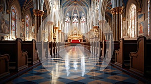 pews catholic church interior