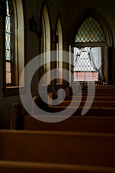 Pews & Stained Glass Windows - Derelict Chapel - Abandoned Cresson Prison / Sanatorium - Pennsylvania