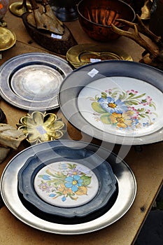 Pewter plates flea market