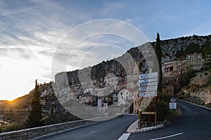 Peyre cityscape at sunset