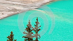 Peyto Glacier meltwater flows into Peyto Lake in Banff National Park