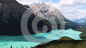 Peyto Lake with surrounding mountains and forests in Banff National Park, Canada