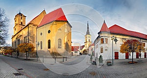 Pezinok city with church in main square, Slovakia