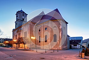 Pezinok city with church in main square, Slovakia