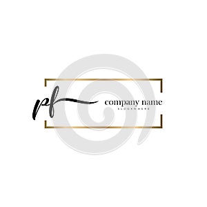 PF initial handwriting logo template vector.