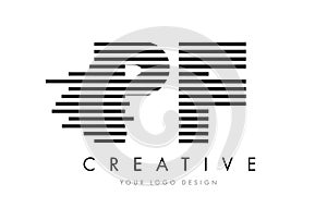 PF P F Zebra Letter Logo Design with Black and White Stripes