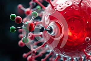 PFAS molecule interacts with a human cell. Visualization