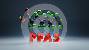 PFAS - Per- and poly-fluoroalkyl substances - 3D molecule conformer.