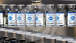 Pfizer vaccine against Coronavirus COVID-19 infections on the production line