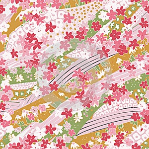 Beautiful seamless pattern in washi paper style photo