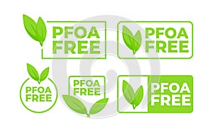 PFOA Free green sign. Perfluorooctanoic acid. Vector stock illustration.