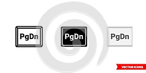 PgDn button icon of 3 types color, black and white, outline. Isolated vector sign symbol.